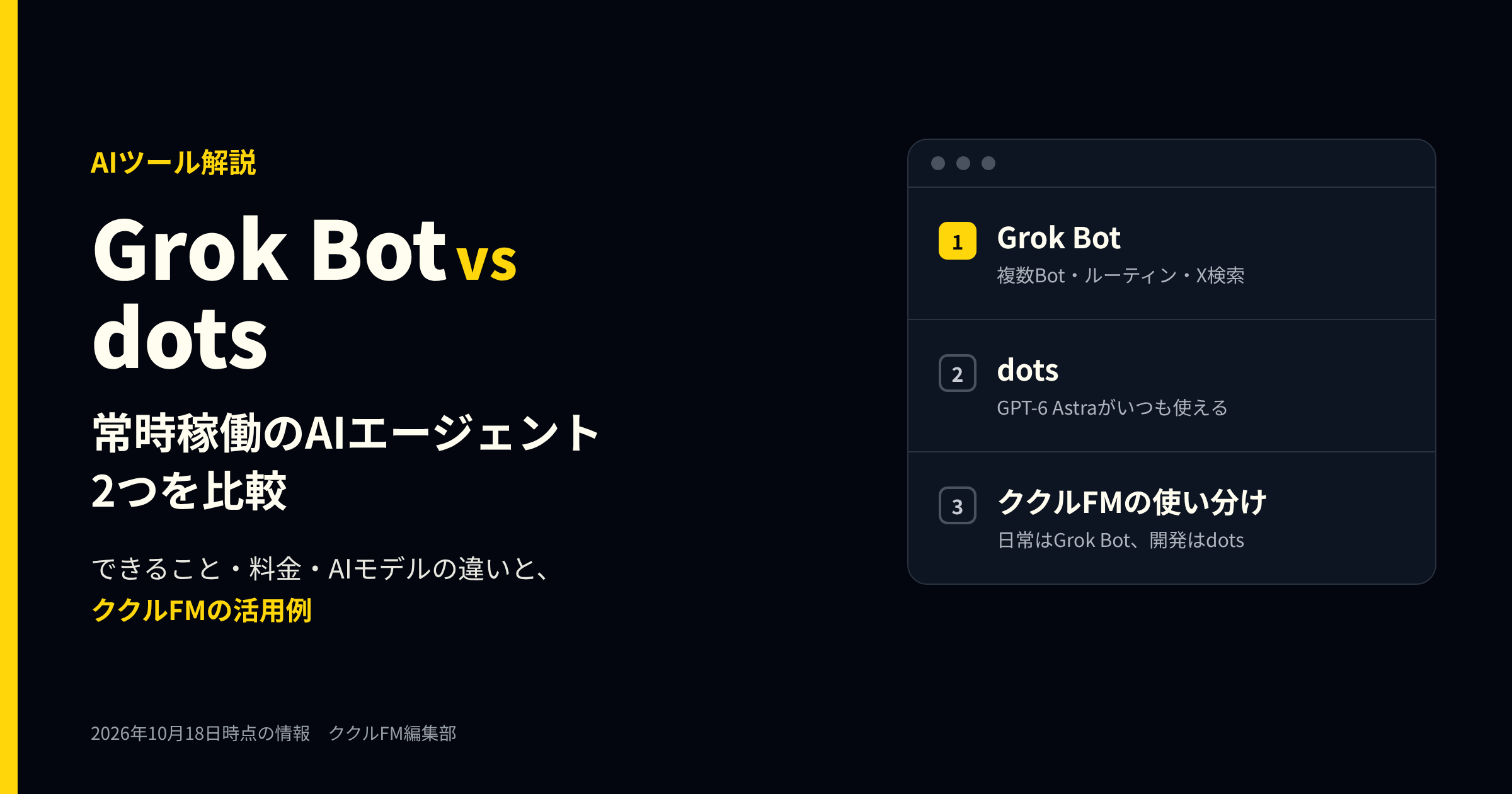 Grok Botとdotsの違いと使い分けを解説する記事のアイキャッチ