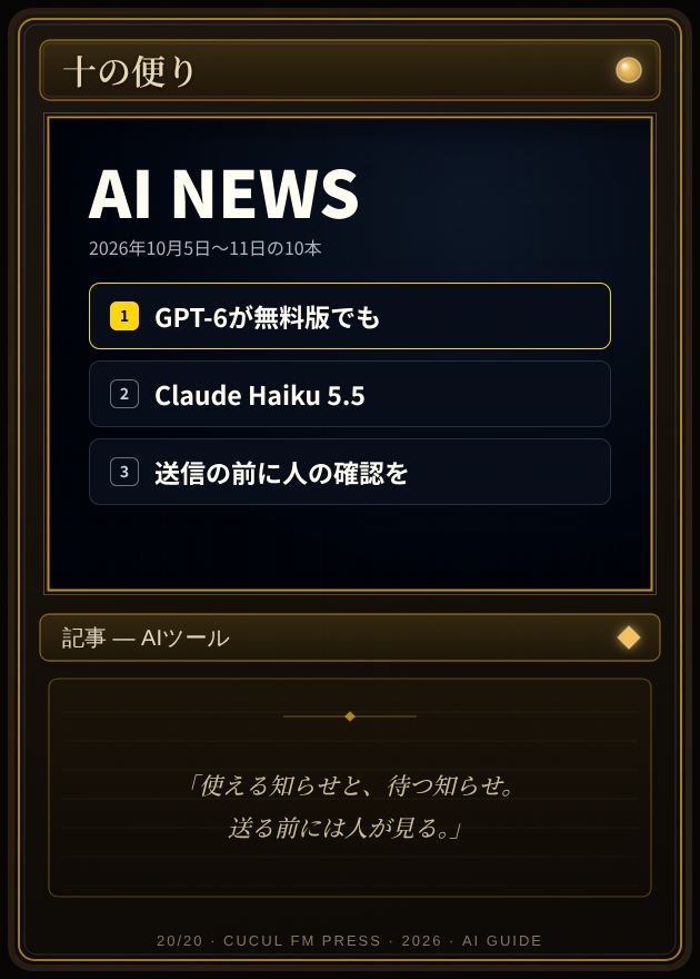 今週のAIニュース10本(カード)